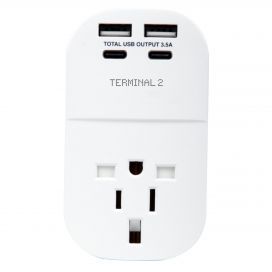 Terminal 2 Inbound Travel Adapter with 4 USB Ports from USA, Japan, UK, Hong Kong V2